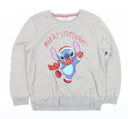 Preloved Disney Women’s Grey Pullover Sweatshirt, Size 14 - Front