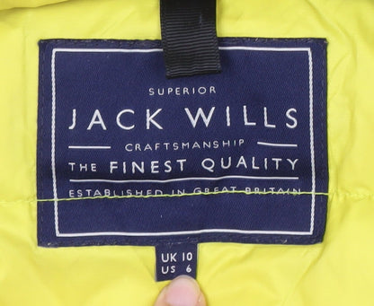 Jack Wills Women's Yellow Puffer Jacket Size 10