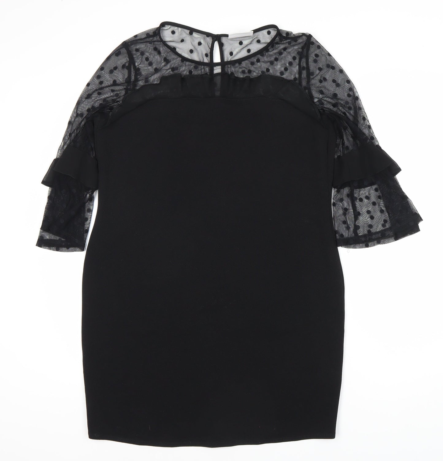 Wallis Women's Black Polka Dot Shift Dress Size 14