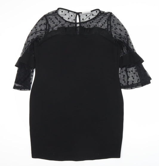 Wallis Women's Black Polka Dot Shift Dress Size 14