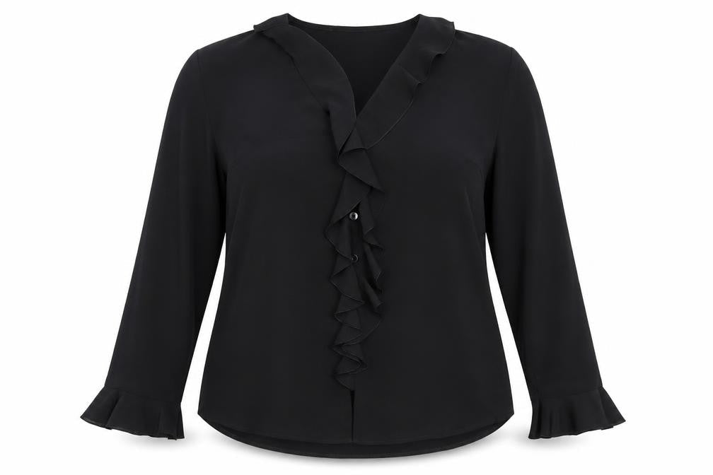Berketex Women's Black Ruffle Blouse Size 14