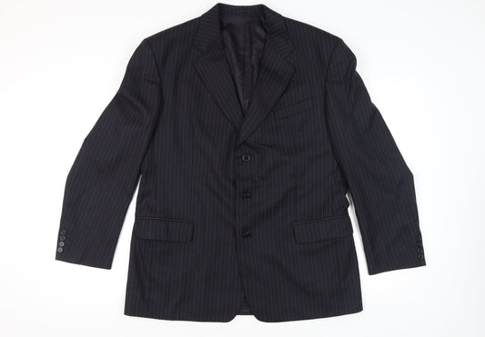 Pierre Cardin Men's Dark Blue Striped Classic Blazer, 44 R, Formal