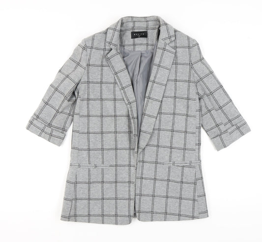 Mohito Women’s Grey Check Blazer, Size 4, 3/4 Sleeve