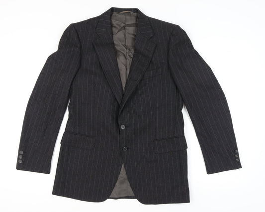 Sidi by git Men's Black Pinstripe Wool Blazer, Size UK 40R