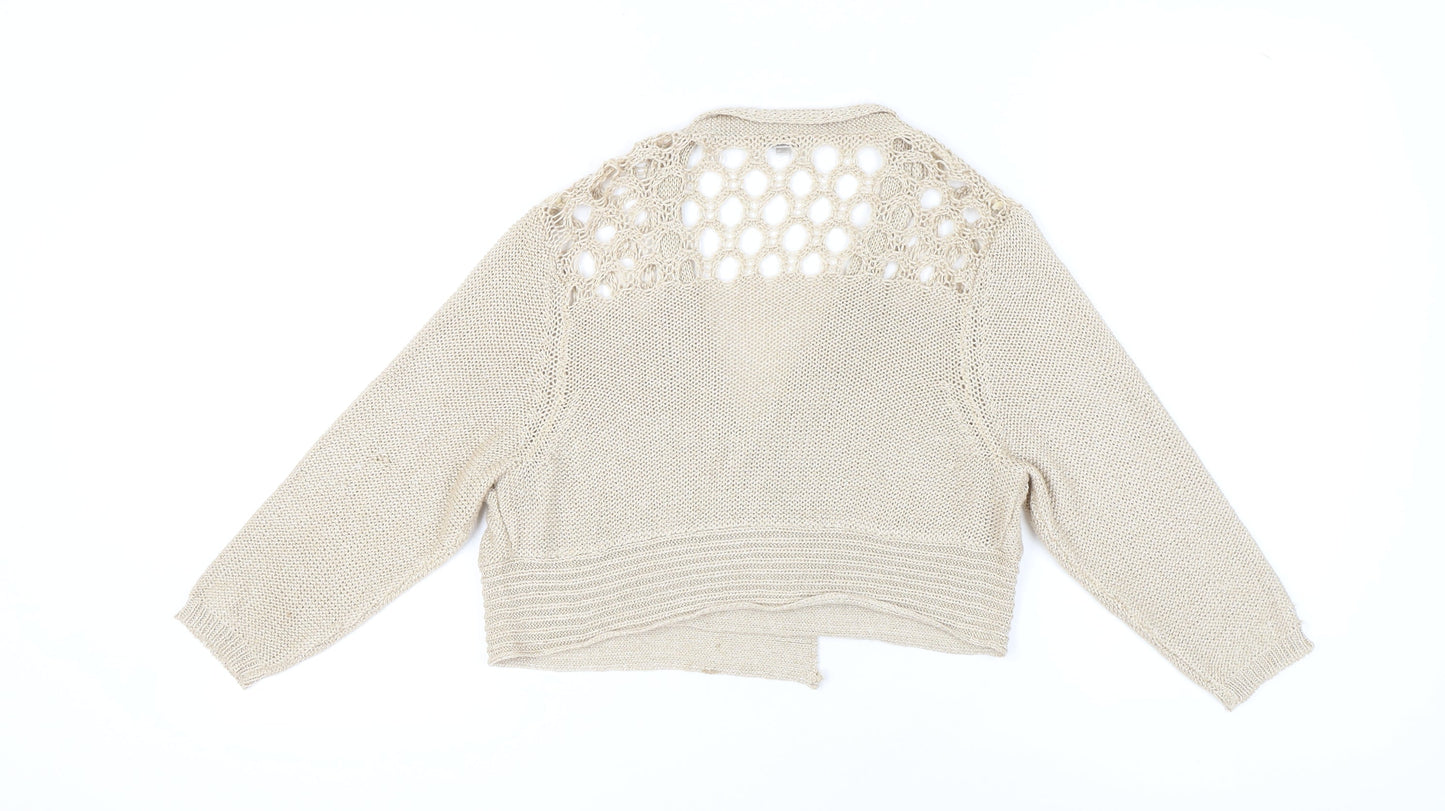 Nina Murati Women's Beige Wrap Jumper M Open-Knit