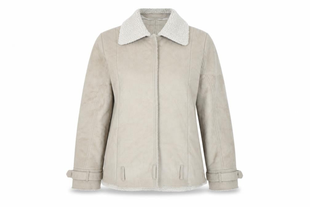 H&M Women's Beige Biker Jacket Size 8 Casual Autumn
