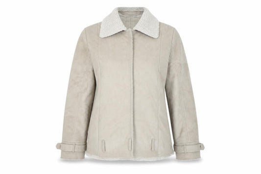 H&M Women's Beige Biker Jacket Size 8 Casual Autumn
