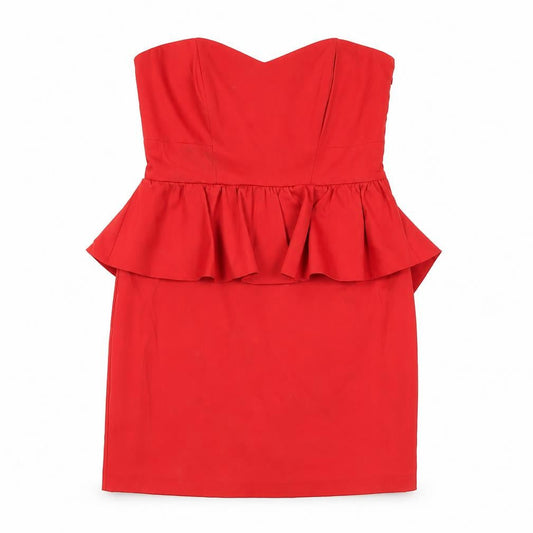 Oasis Women's Red Peplum Cocktail Dress Size 12