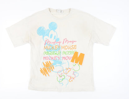 Disney Womens Mickey Mouse White T-Shirt Size 10