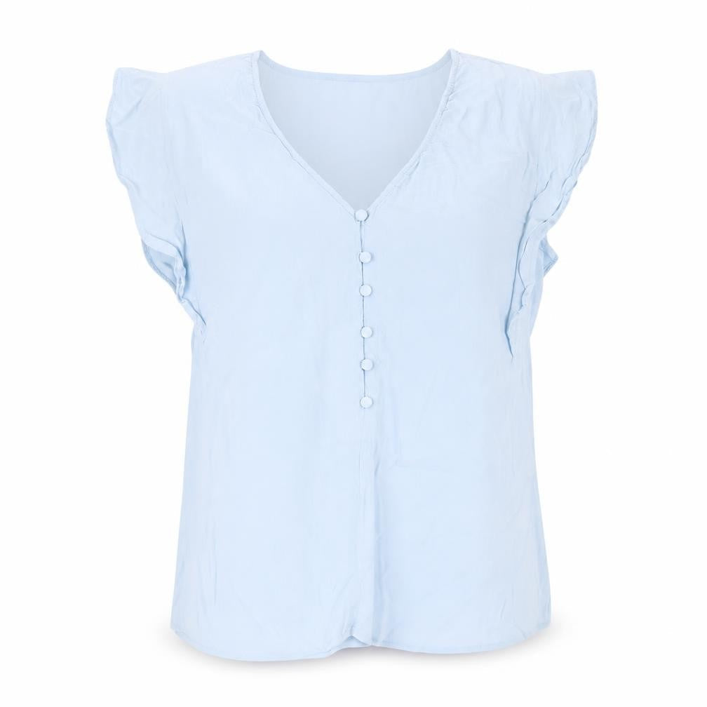 Monsoon Women's Blue Sleeveless V-Neck Blouse M