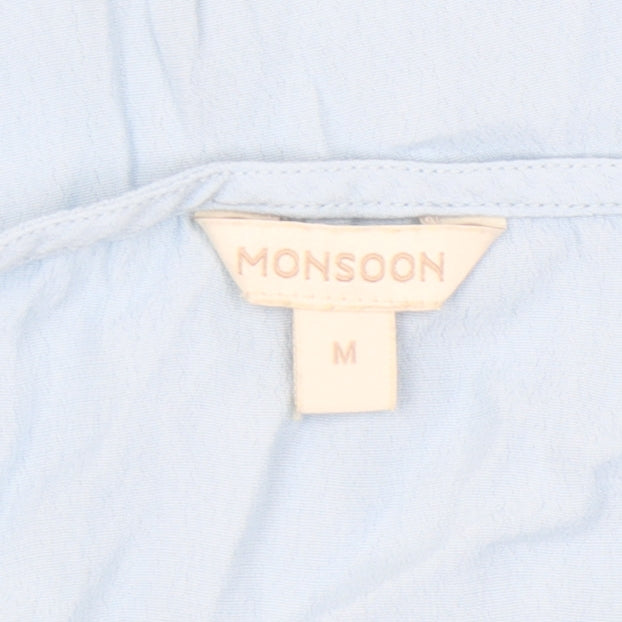 Monsoon Women's Blue Sleeveless V-Neck Blouse M