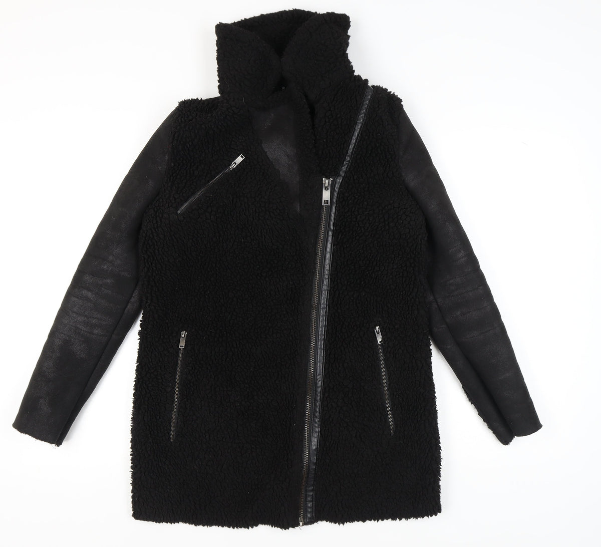 ONLY Women's Black XS Biker Jacket with Zip Accents