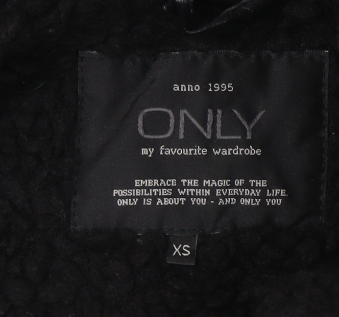 ONLY Women's Black XS Biker Jacket with Zip Accents