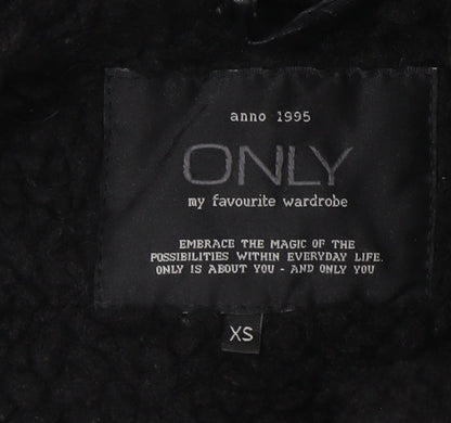 Close-up detail of Only Women's Black XS Biker Jacket with Zip Accents