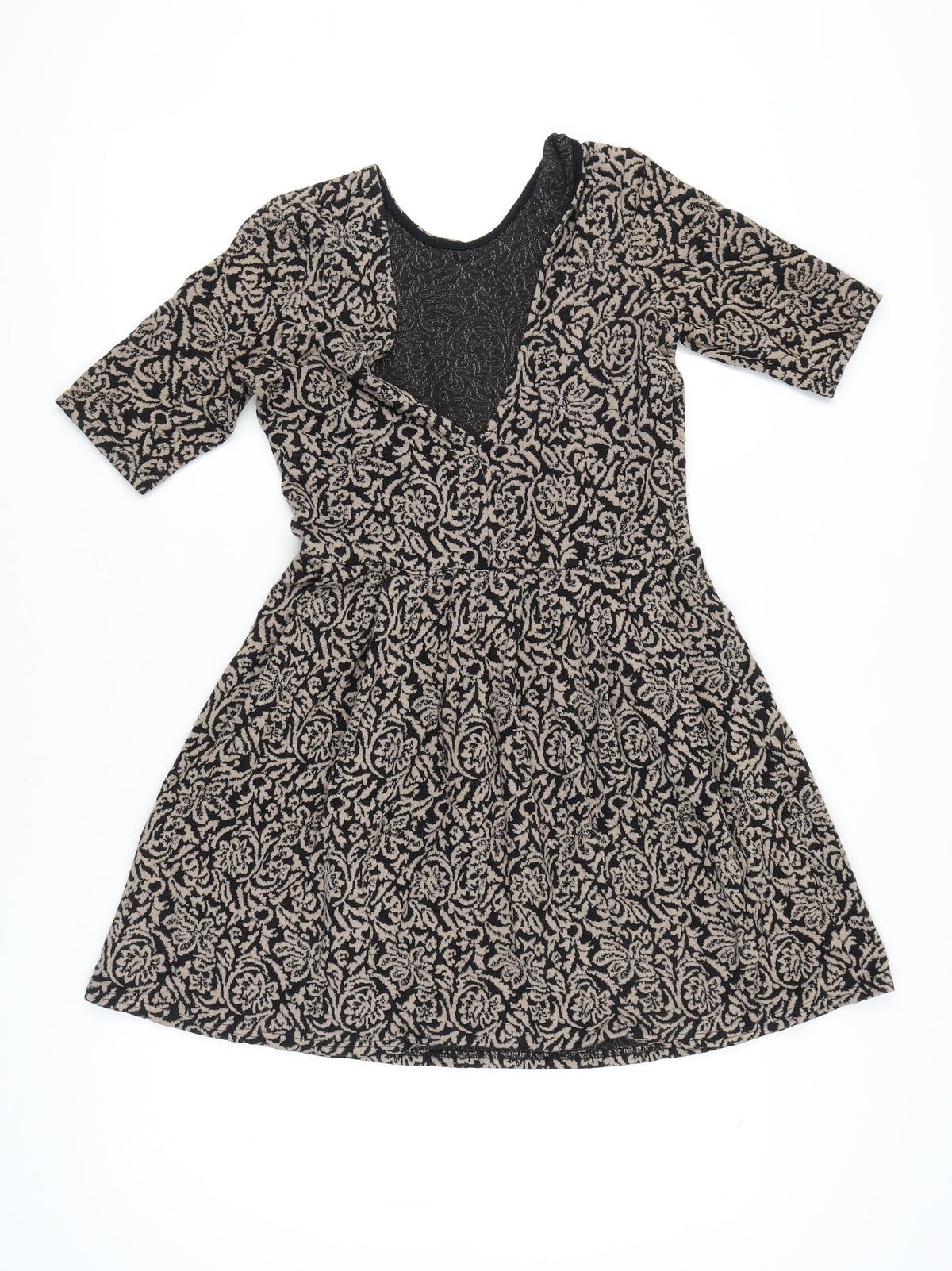 Cooperative Women's Black Floral V-Neck Dress M