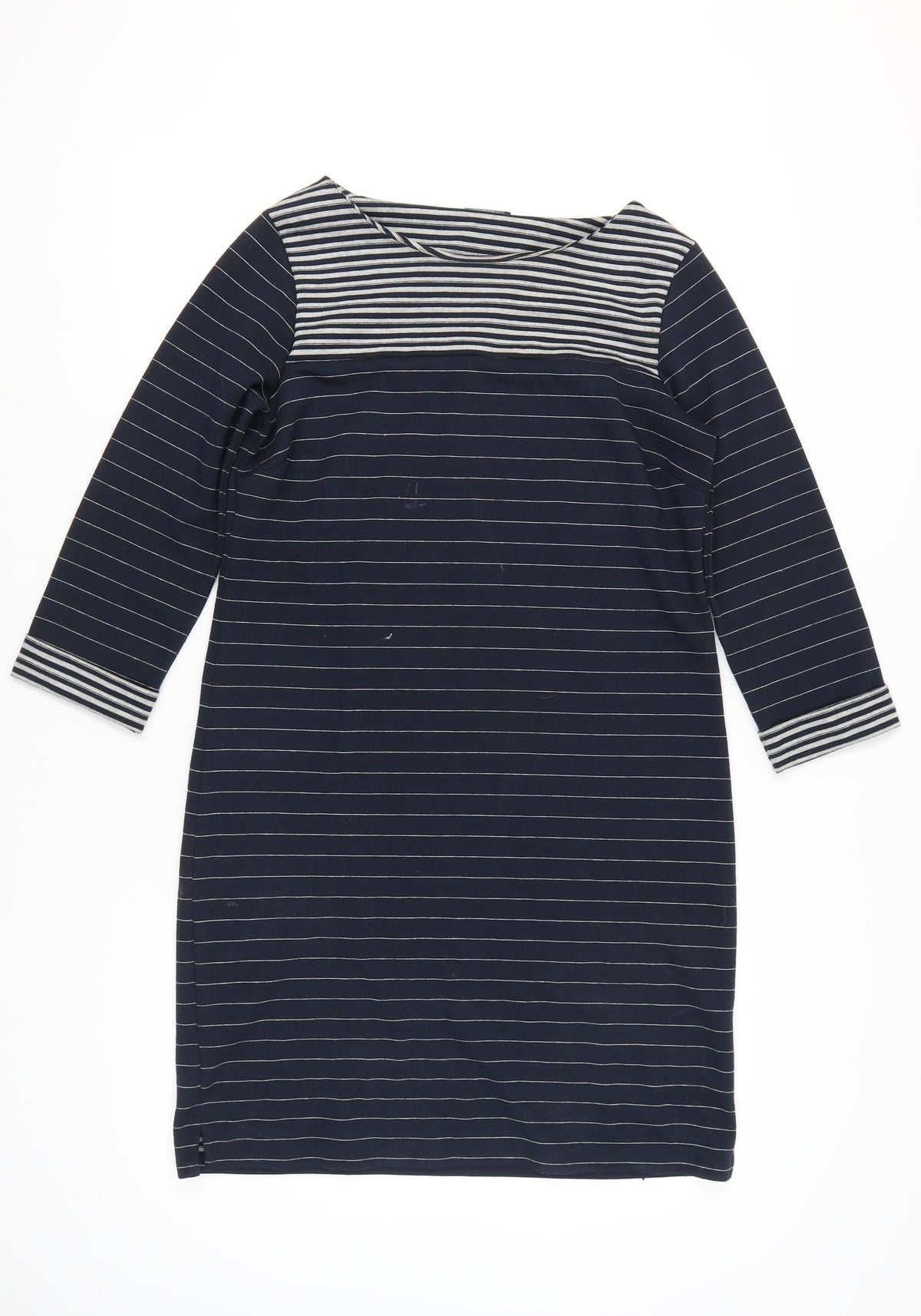 Roman Women's Navy Cotton Striped Shift Dress