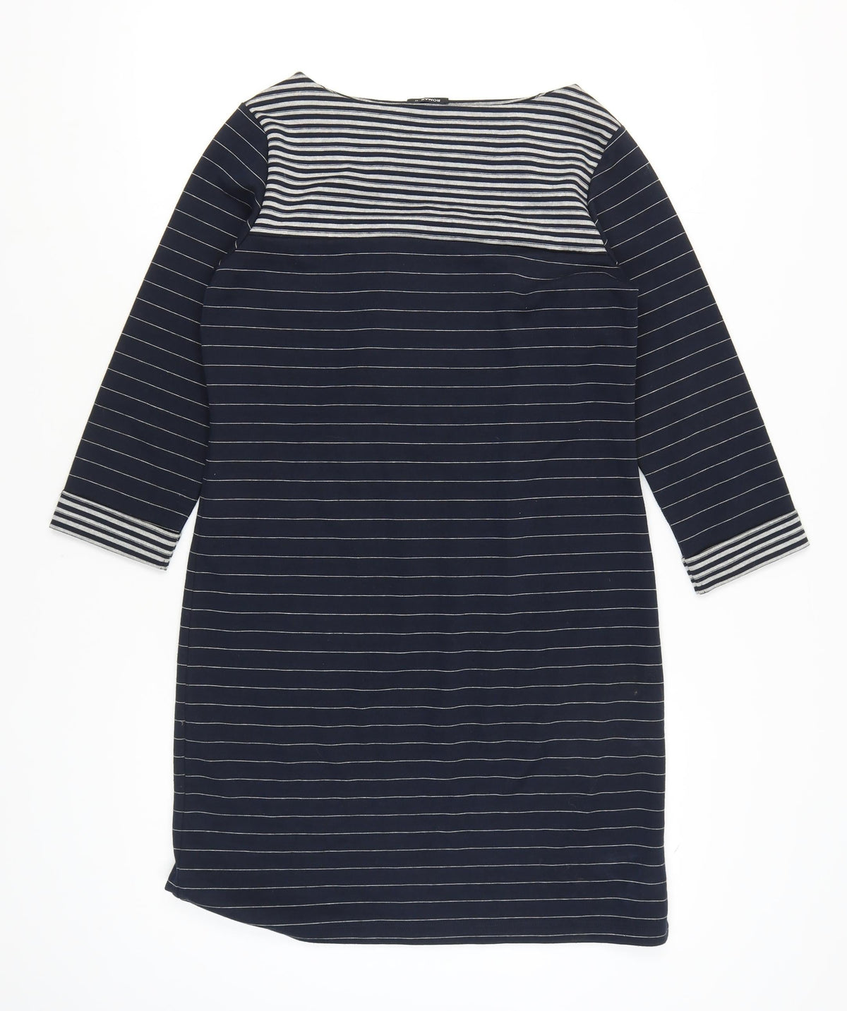 Roman Women's Navy Cotton Striped Shift Dress