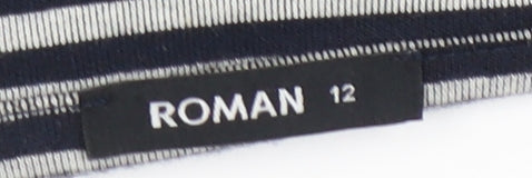 Roman Women's Navy Cotton Striped Shift Dress