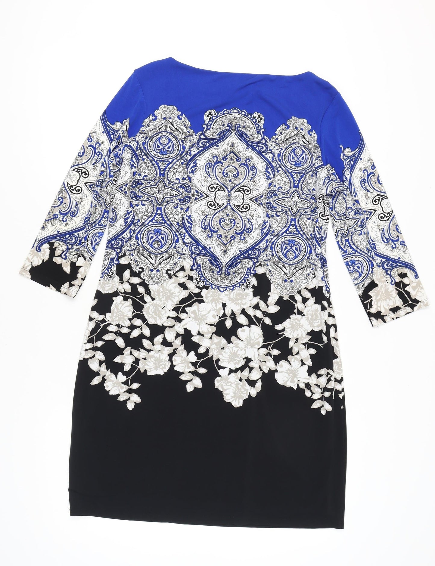 Wallis Women's Blue Black Floral Dress Size 14