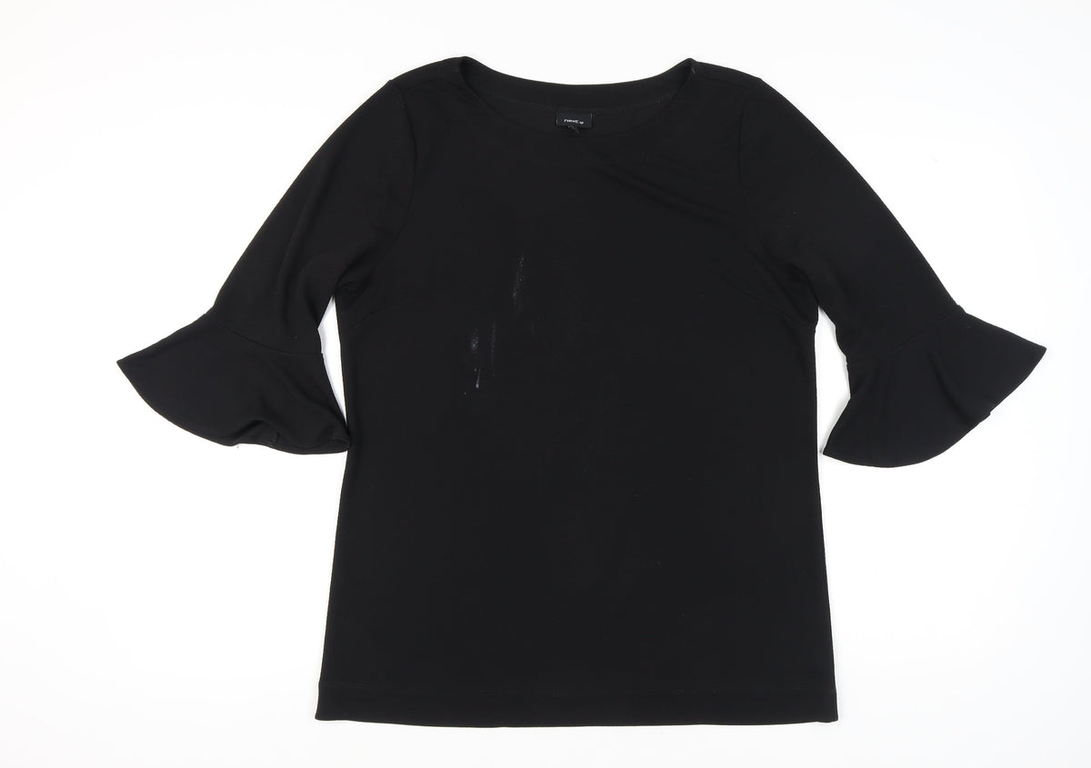 Next Women's Black 3/4 Sleeve Flared Blouse Size 16