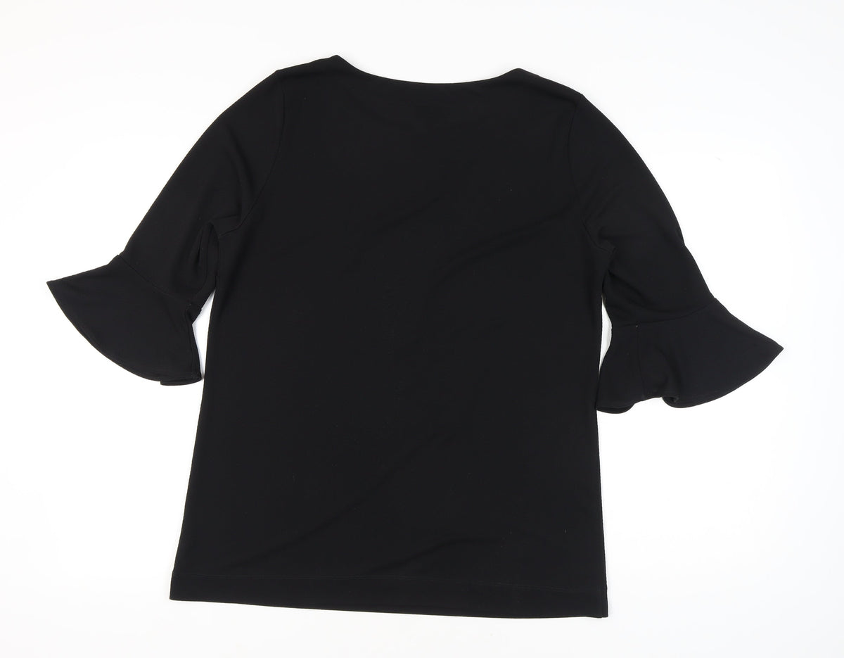 Next Women's Black 3/4 Sleeve Flared Blouse Size 16