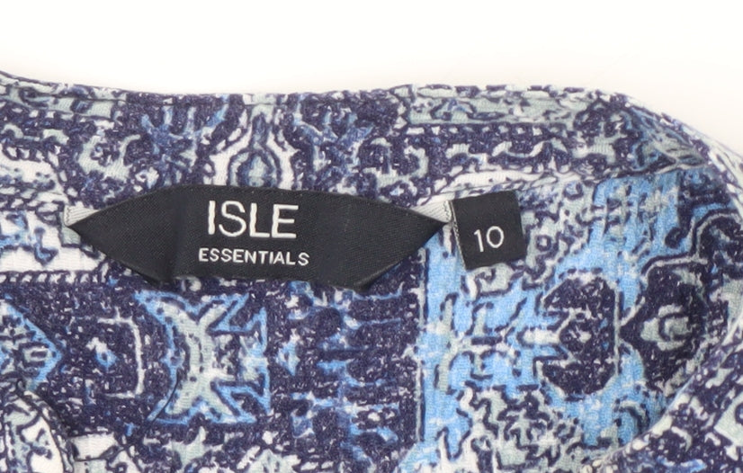 Isle Essentials Women's Blue Button-Up Shirt Size 10