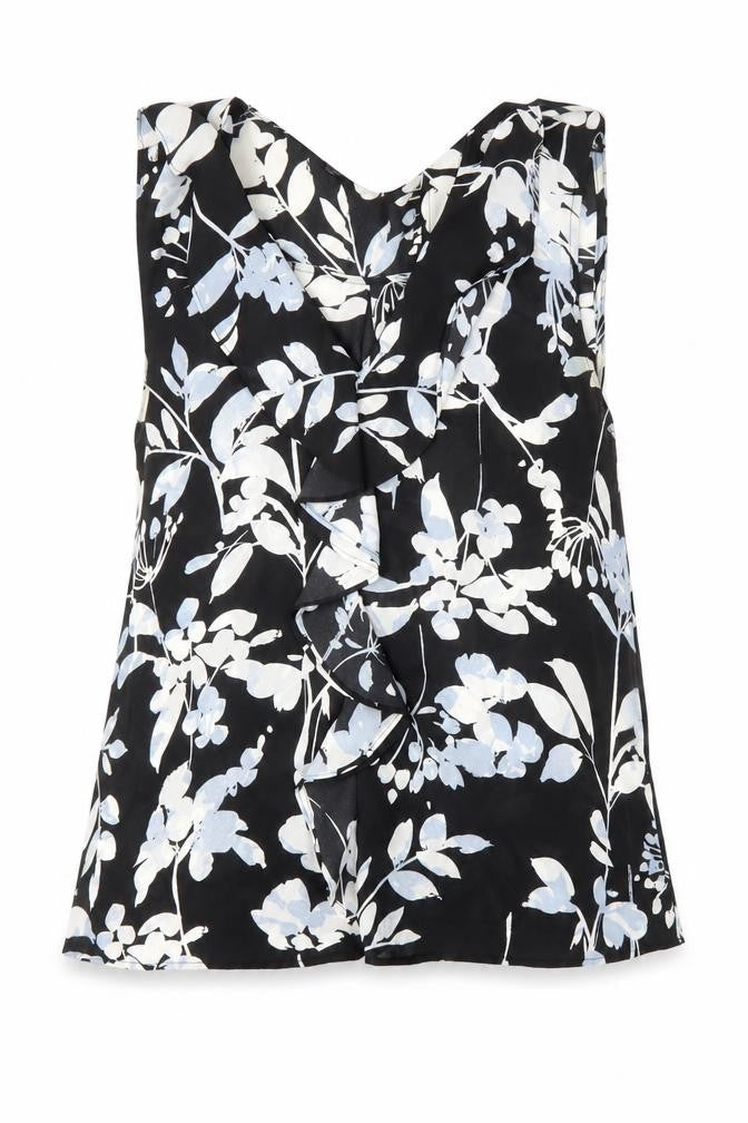 Marks & Spencer Women's Black Floral Blouse V-Neck Size 8