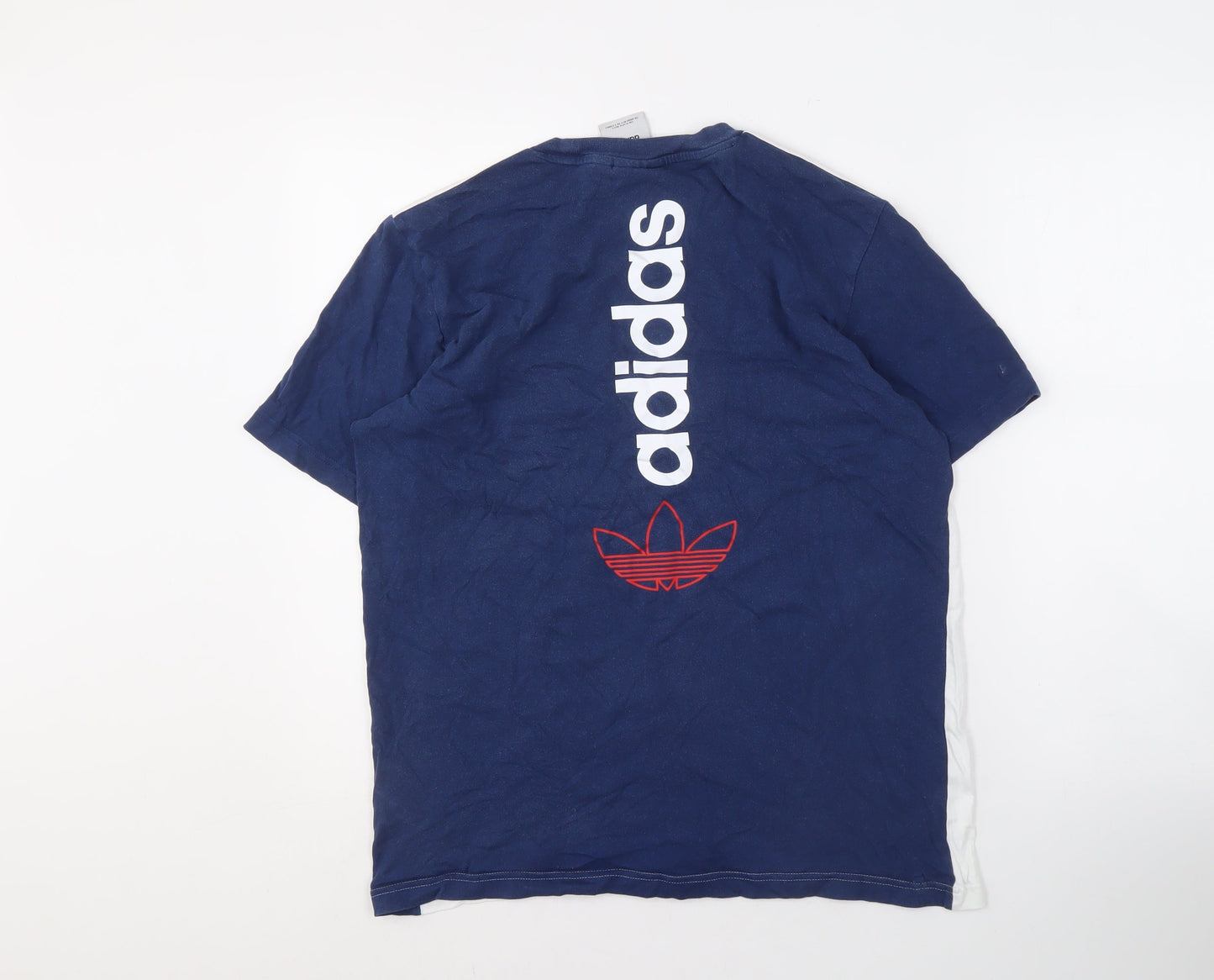 Adidas Men's Blue & White Colourblock T-Shirt S
