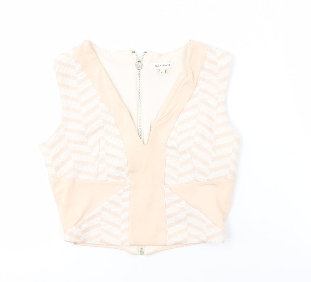 River Island Women Beige V-Neck Sleeveless Top