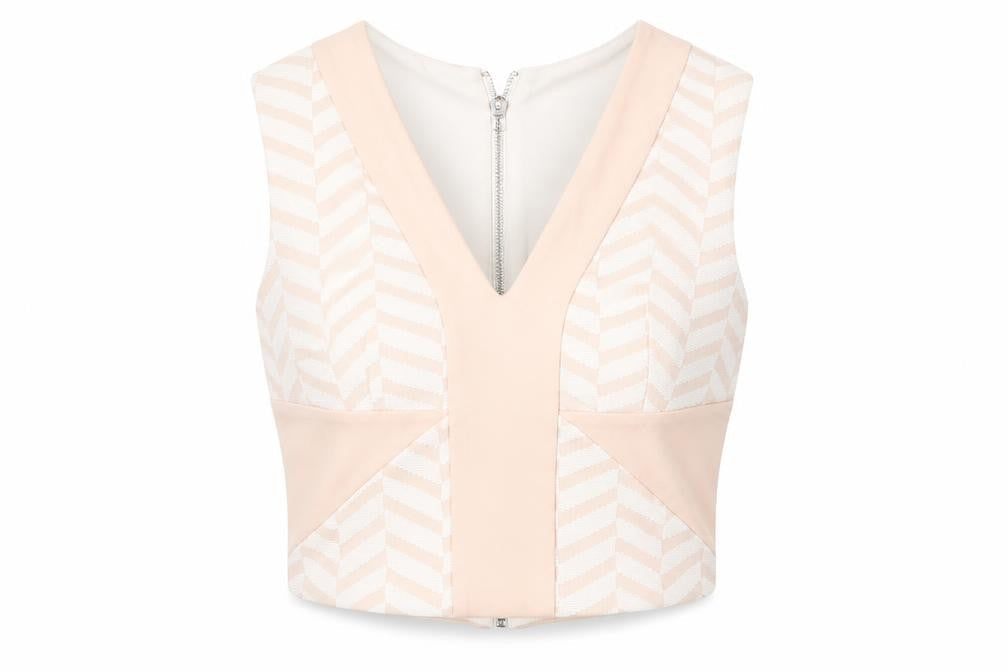 River Island Women Beige V-Neck Sleeveless Top
