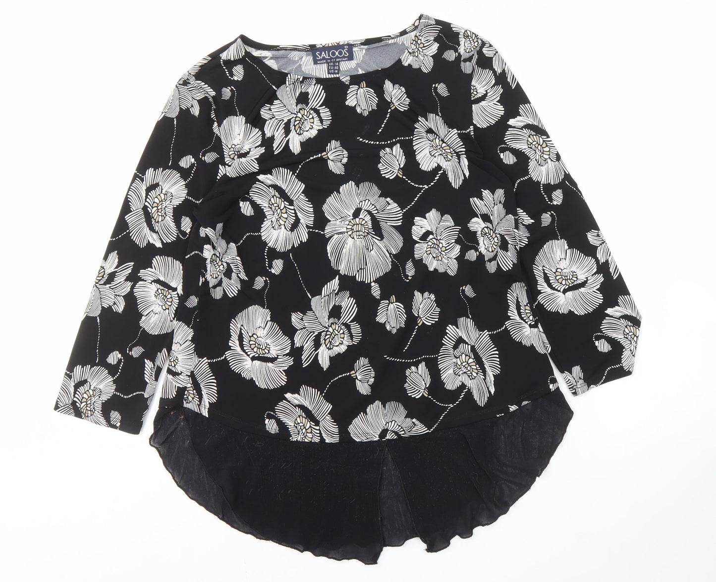 Saloos Floral Tunic Top in Black, Size 14