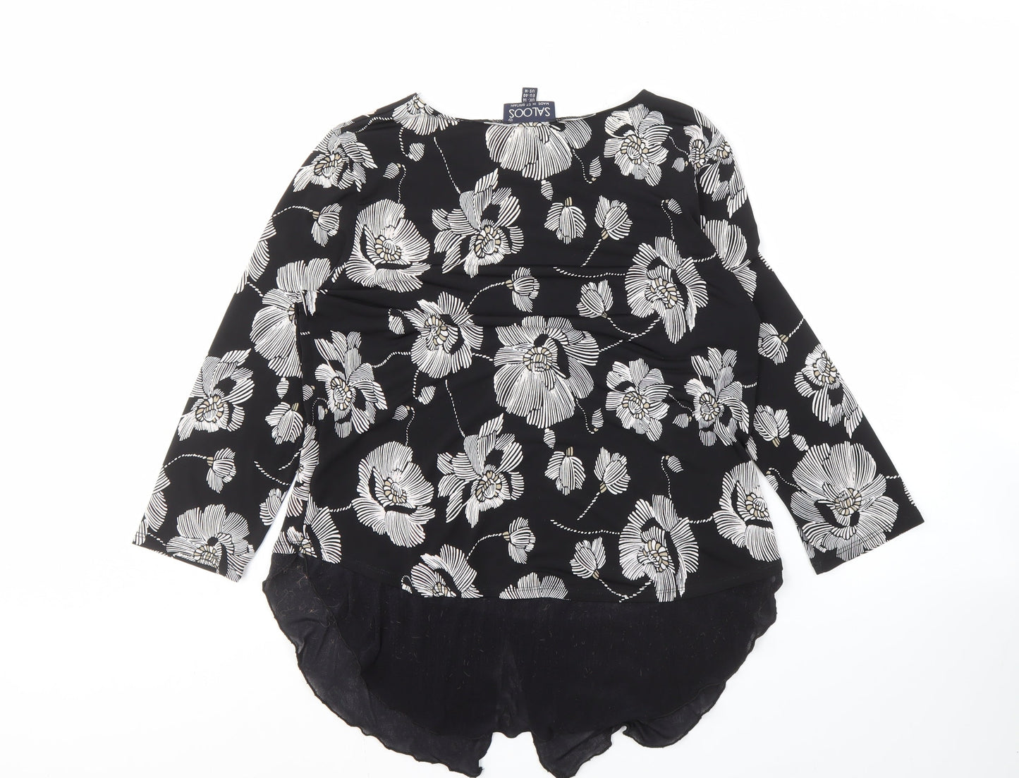 Saloos Floral Tunic Top in Black, Size 14