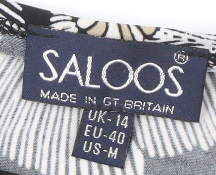 Saloos Floral Tunic Top in Black, Size 14