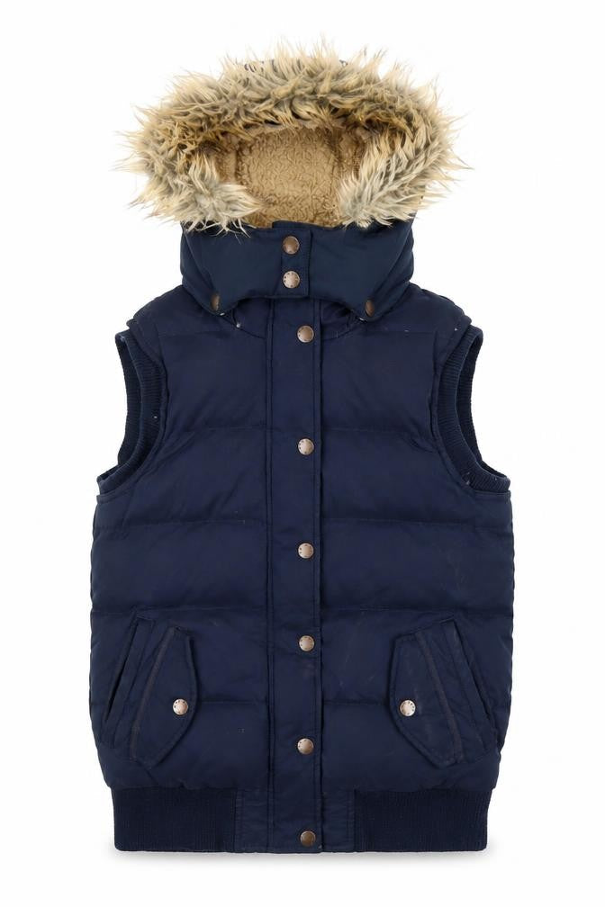Fat Face Women's Blue Hooded Waistcoat Size 8