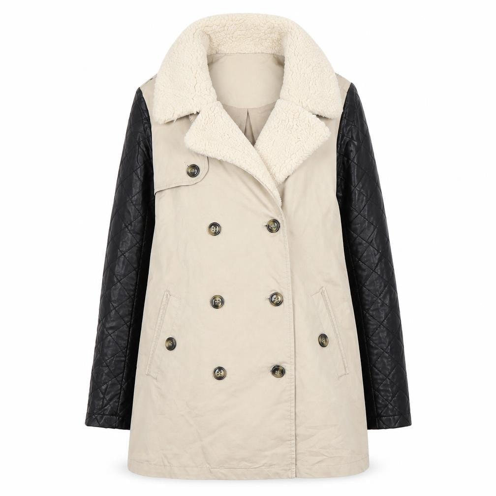 Pull&Bear Women's Beige Pea Coat Size S - Casual Winter Wear