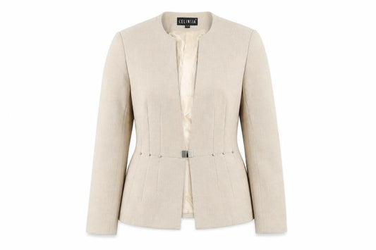 Celinsia Beige Women's Blazer L - Elegant Business Casual