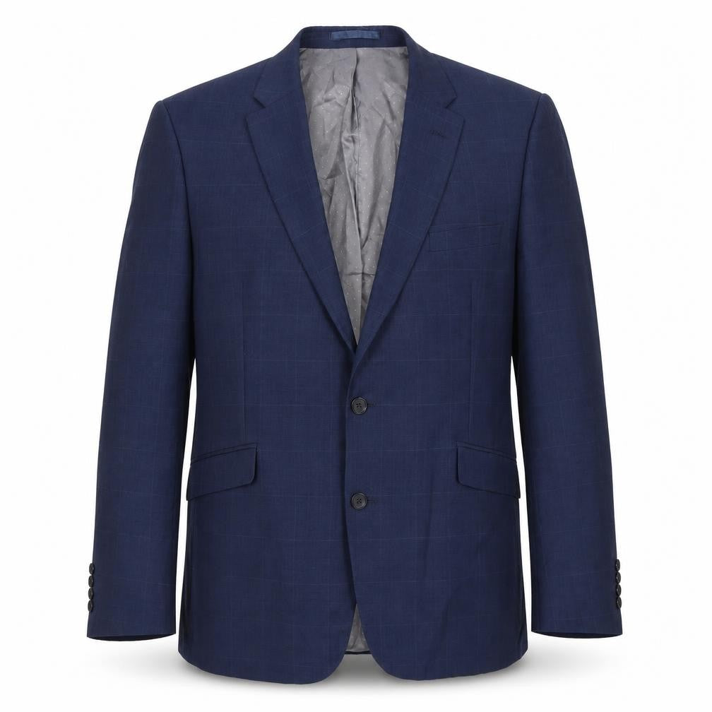 Tom English Blue Check Men's Blazer 46 Regular Fit