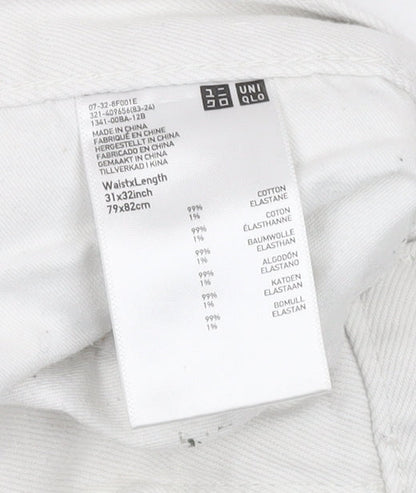Uniqlo Women's White Denim Jeans Size 12 - Classic Style