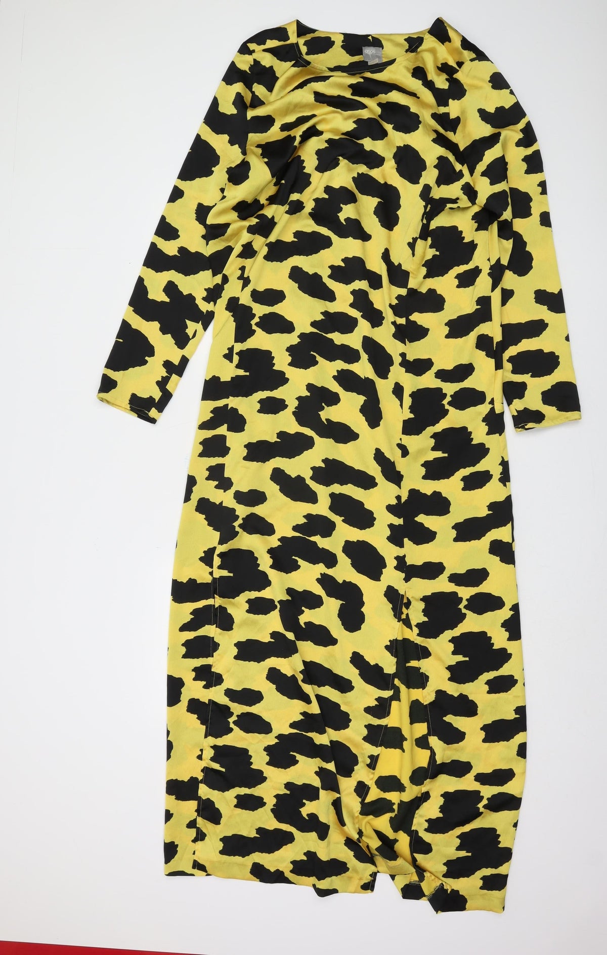 ASOS Women’s Long Yellow Animal Print Shift Dress, Size 14