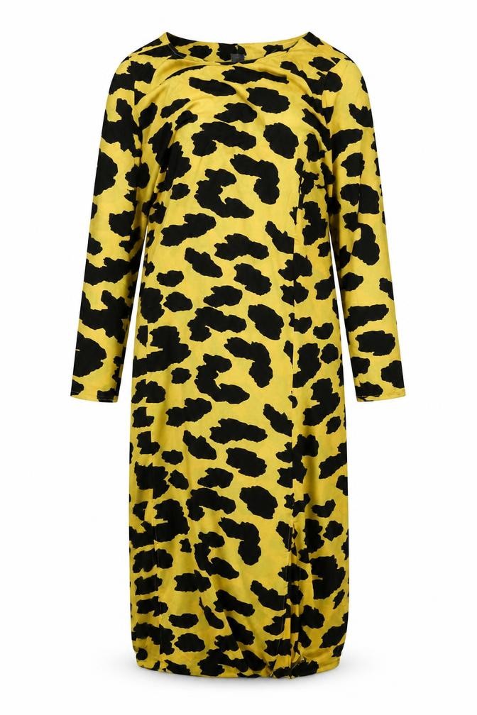 ASOS Women’s Long Yellow Animal Print Shift Dress, Size 14