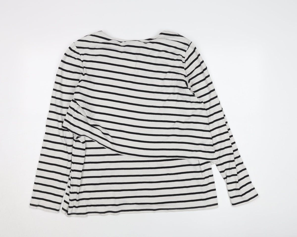H&M Women's Black Striped Long Sleeve T-Shirt, Size 12