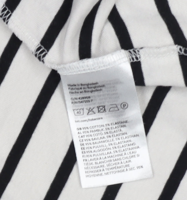 H&M Women's Black Striped Long Sleeve T-Shirt, Size 12