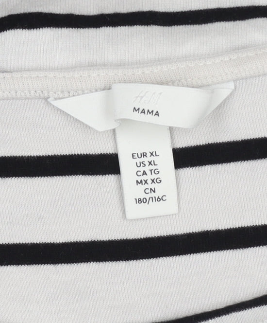 H&M Women's Black Striped Long Sleeve T-Shirt, Size 12