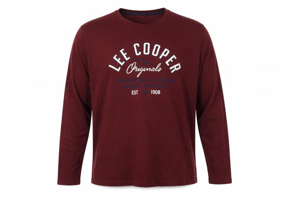 Lee Cooper Men's Red 2XL Long Sleeve T-Shirt