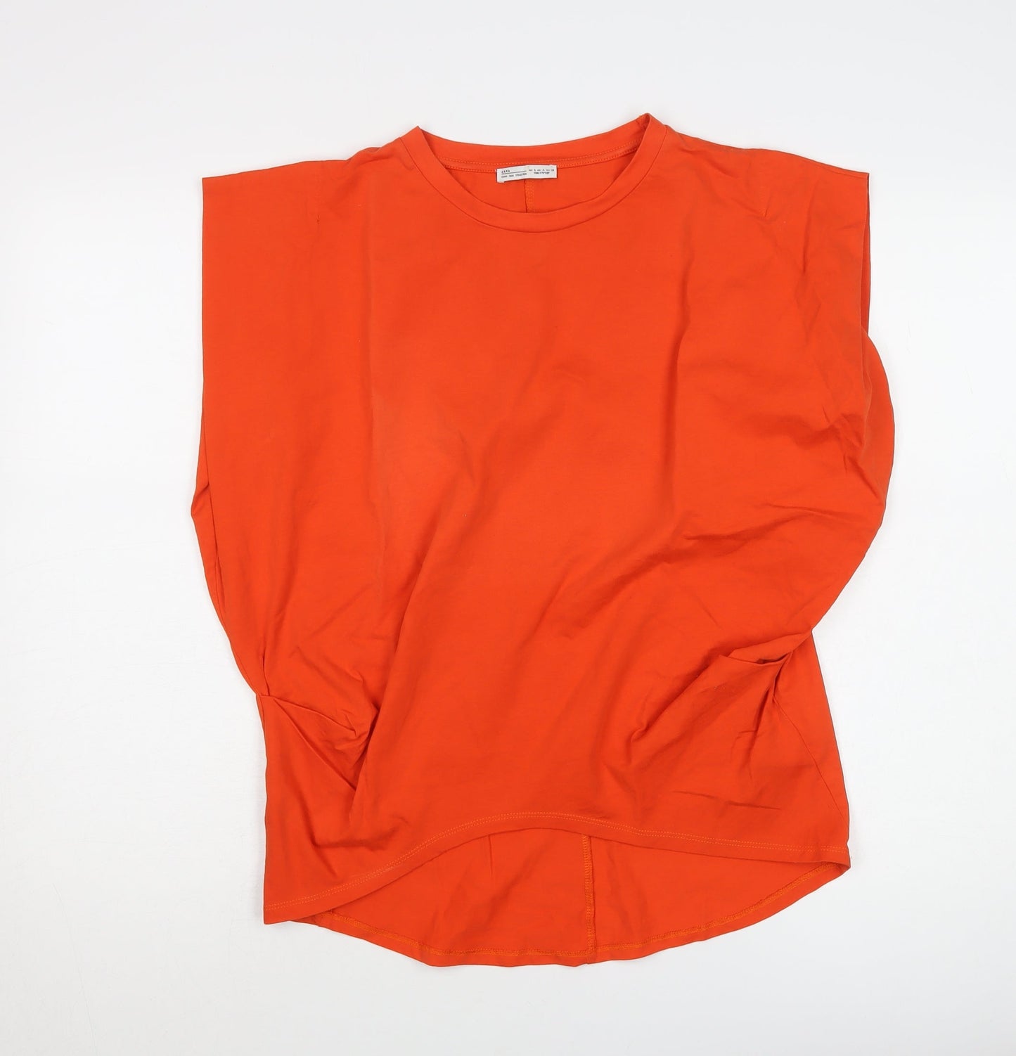 Zara Women's Orange T-Shirt Size S Casual Crew Neck