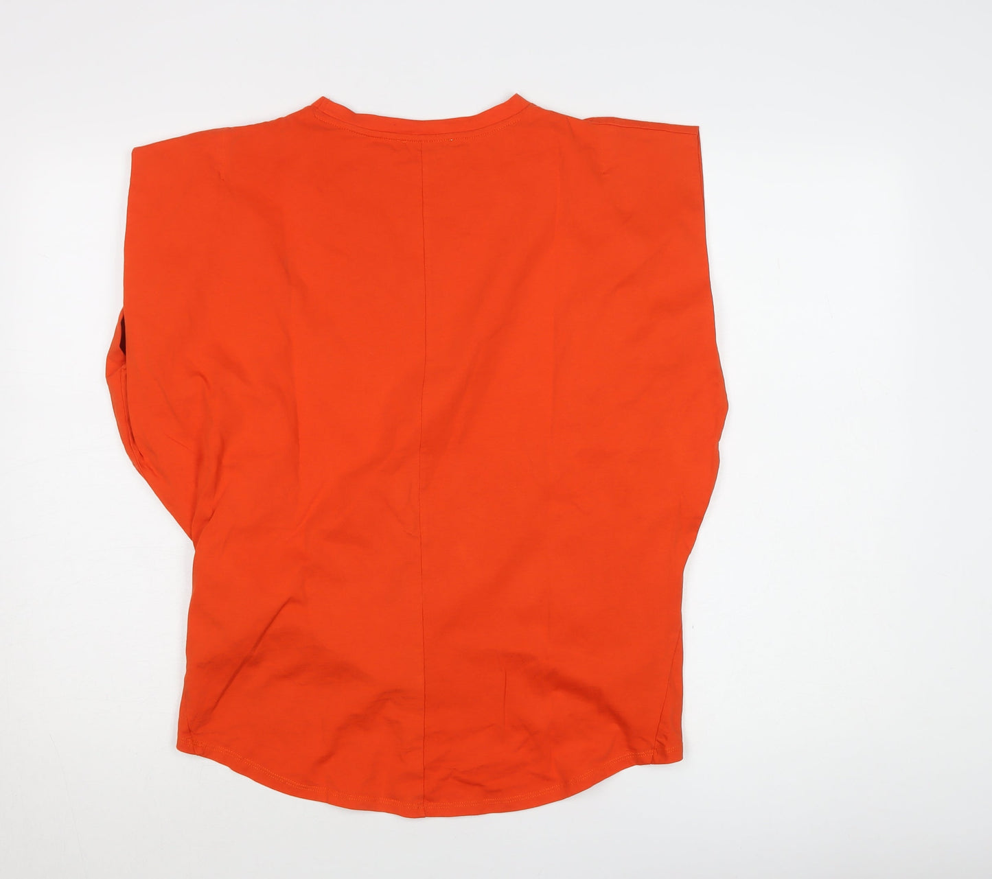 Zara Women's Orange T-Shirt Size S Casual Crew Neck