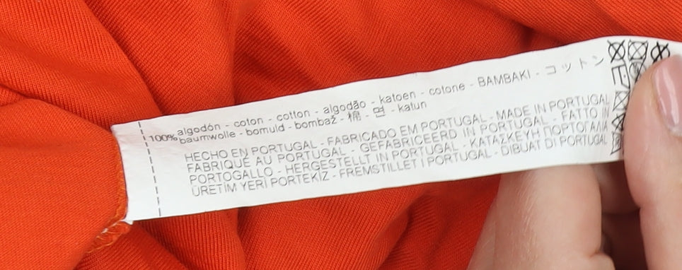 Zara Women's Orange T-Shirt Size S Casual Crew Neck