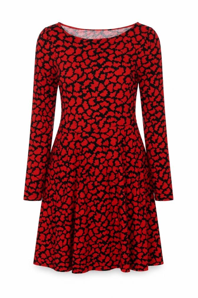 Boden Red Animal Print Dress, Size 12, Women's, Jersey