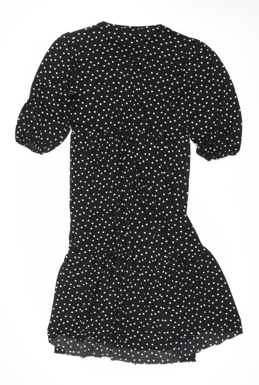 Zara Women Black Polka Dot Dress XS