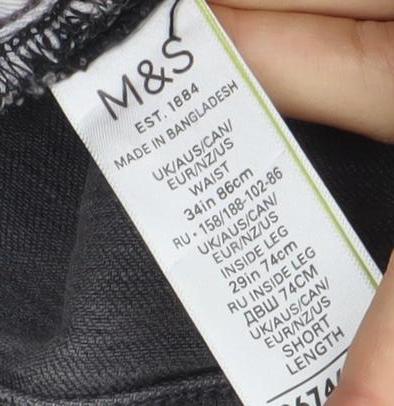 Marks & Spencer Grey Slim Fit Men's Jeans 31W 34L